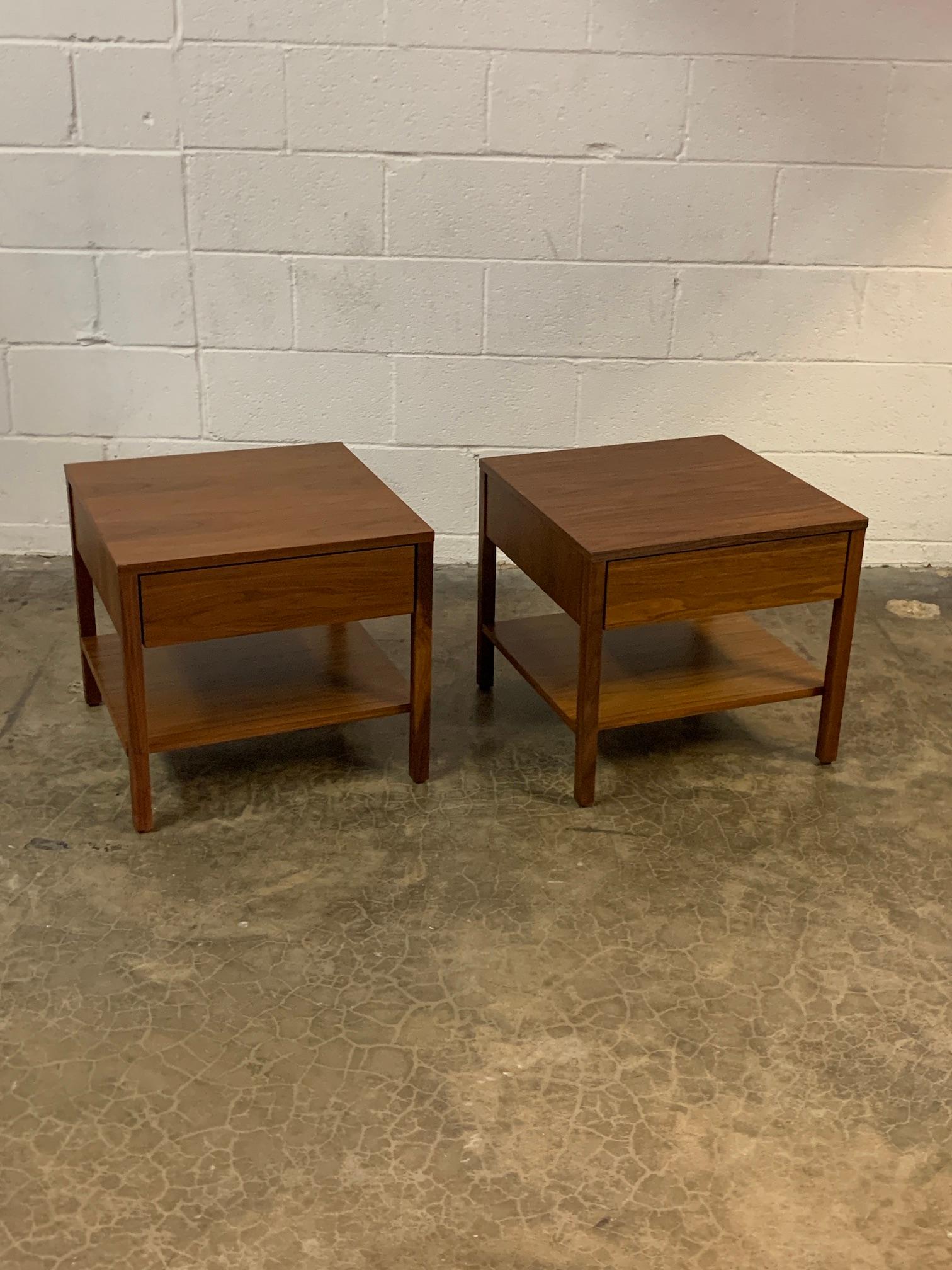 Pair of Walnut Florence Knoll Nightstands  In Good Condition In Dallas, TX
