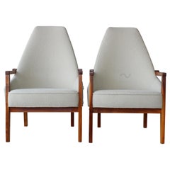 Pair of Walnut Framed Armchairs, U.S.A, 1960s
