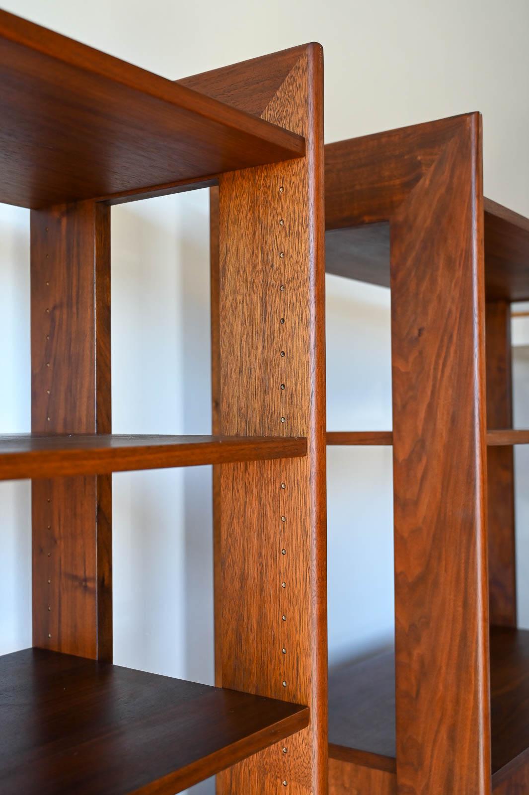 Pair of Walnut Free Standing Bookcases with Bar/Desk, ca. 1970 9