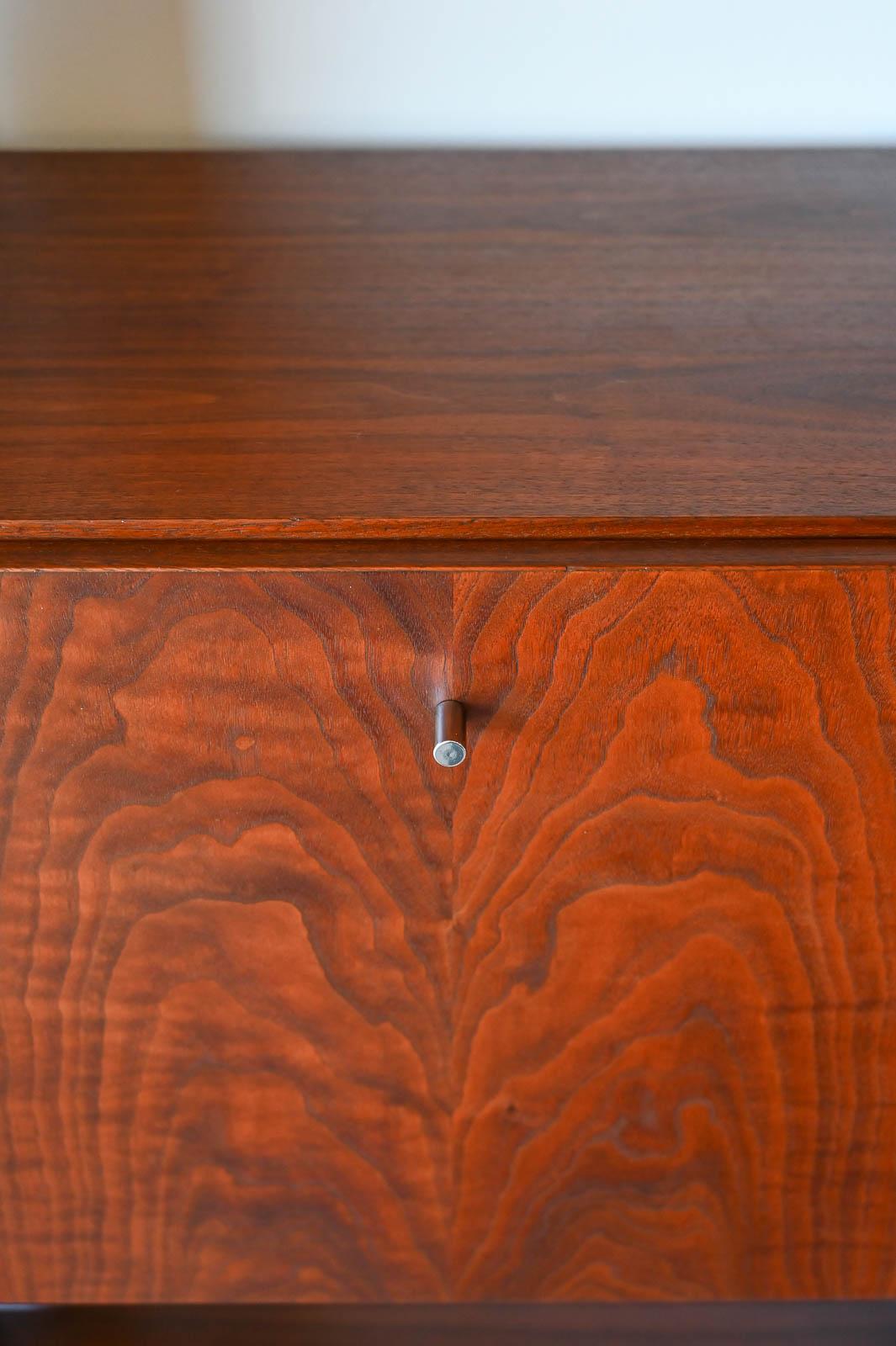 Pair of Walnut Free Standing Bookcases with Bar/Desk, ca. 1970 10