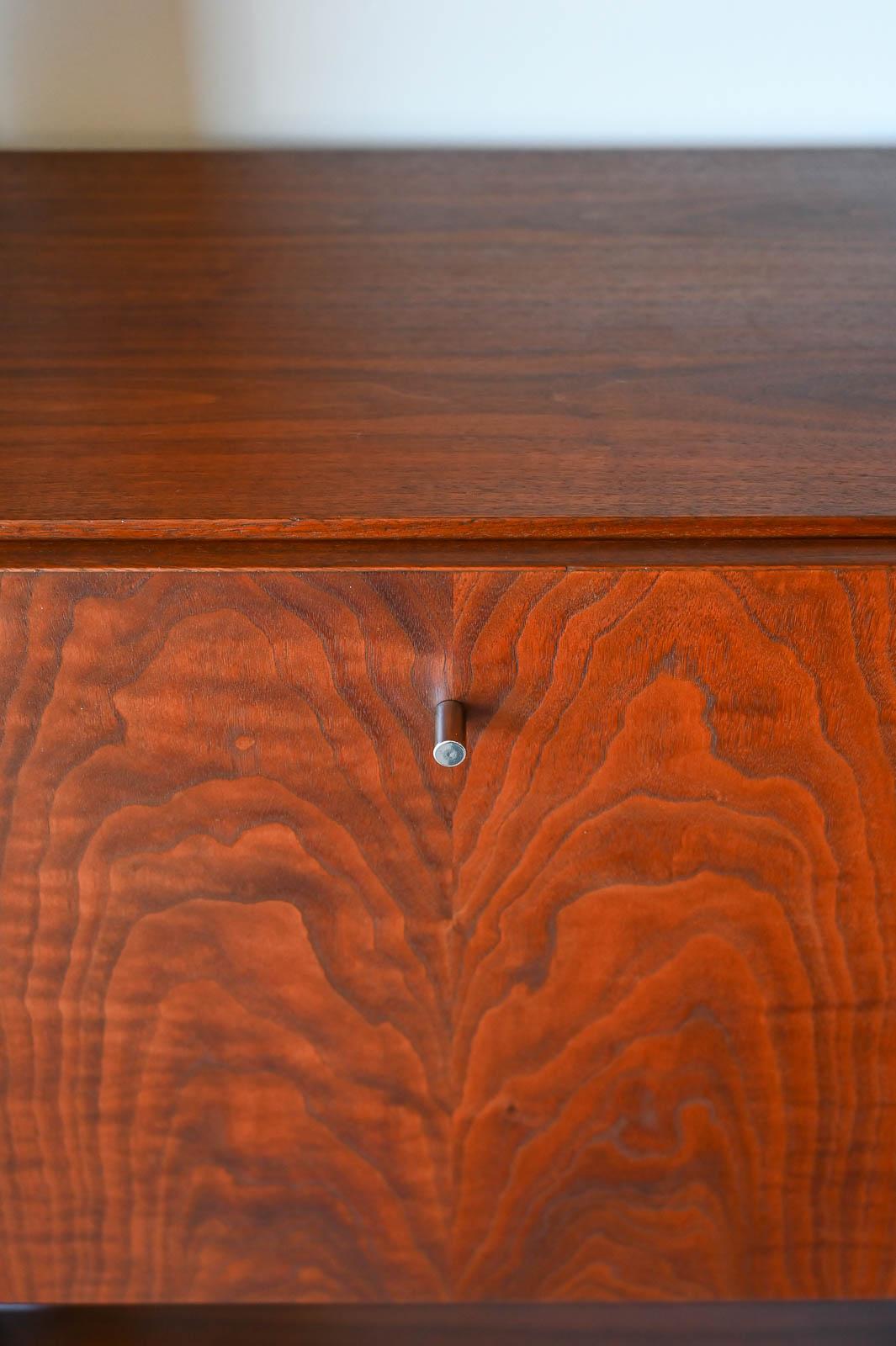 Pair of Walnut Free Standing Bookcases with Bar/Desk, ca. 1970 10