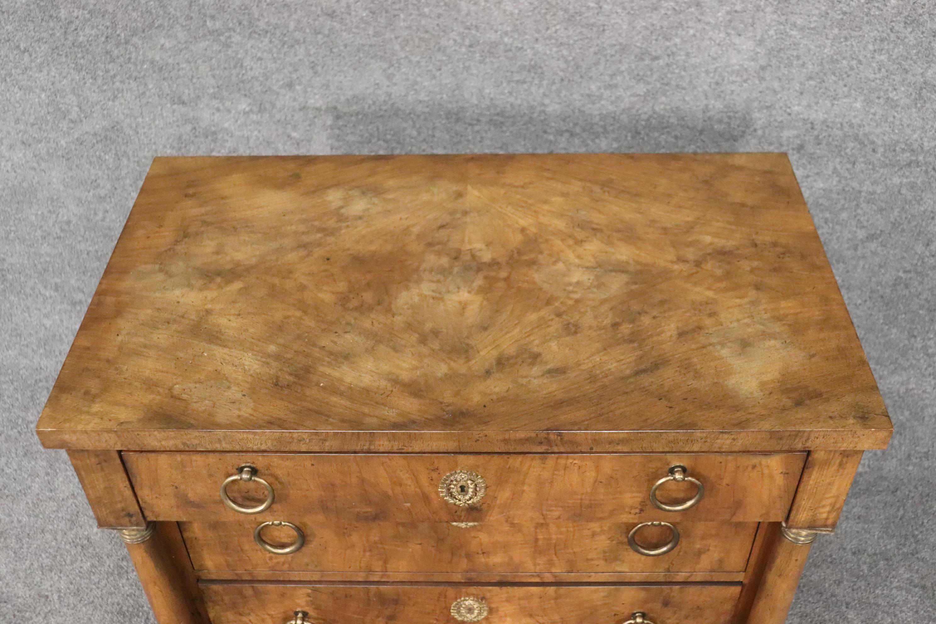 Pair of Walnut French Empire Style Baker Commodes Nightstands circa 1950 3