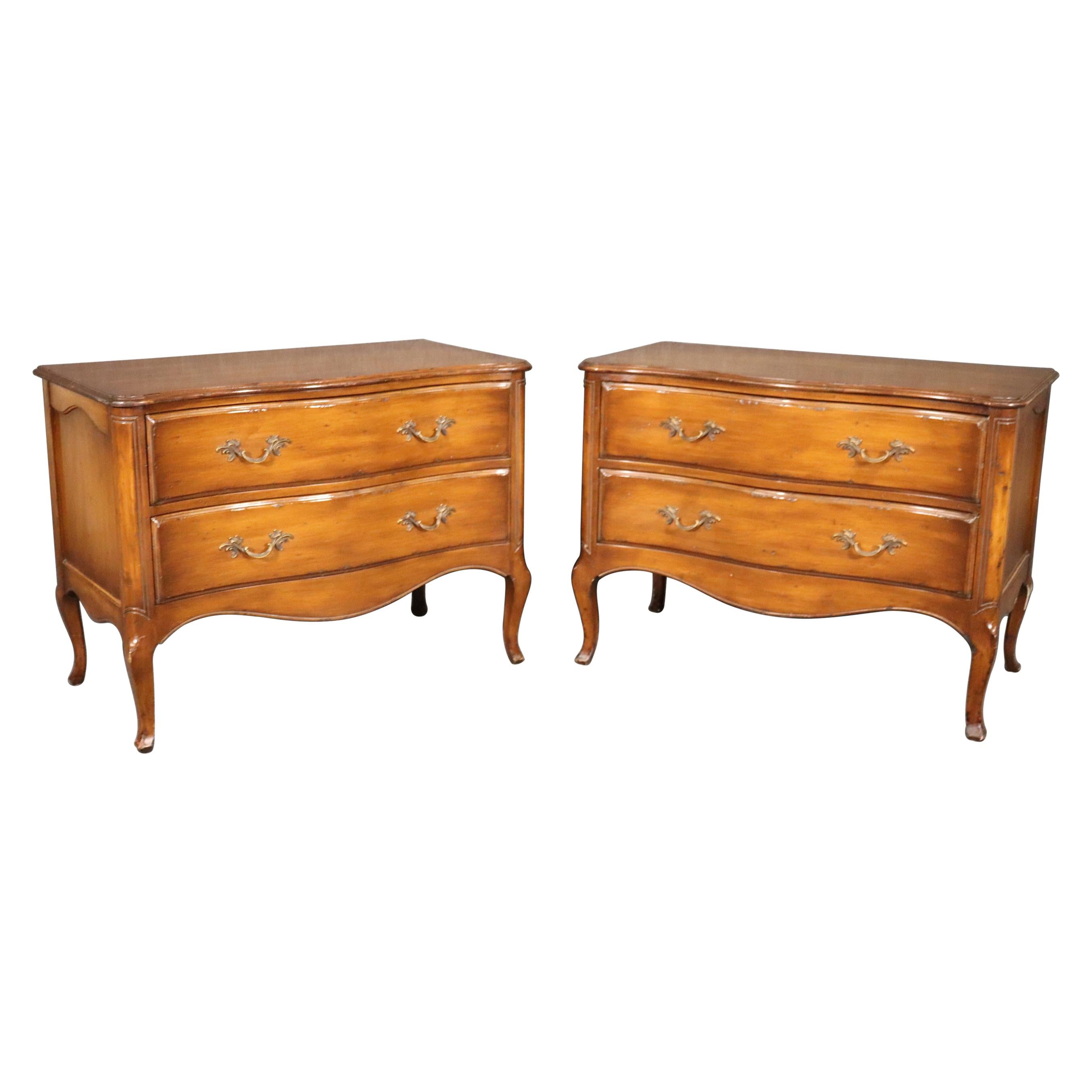 Pair of Walnut French Louis XV Commodes Dressers