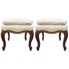 Pair of Walnut French Napoleon III Style Stools