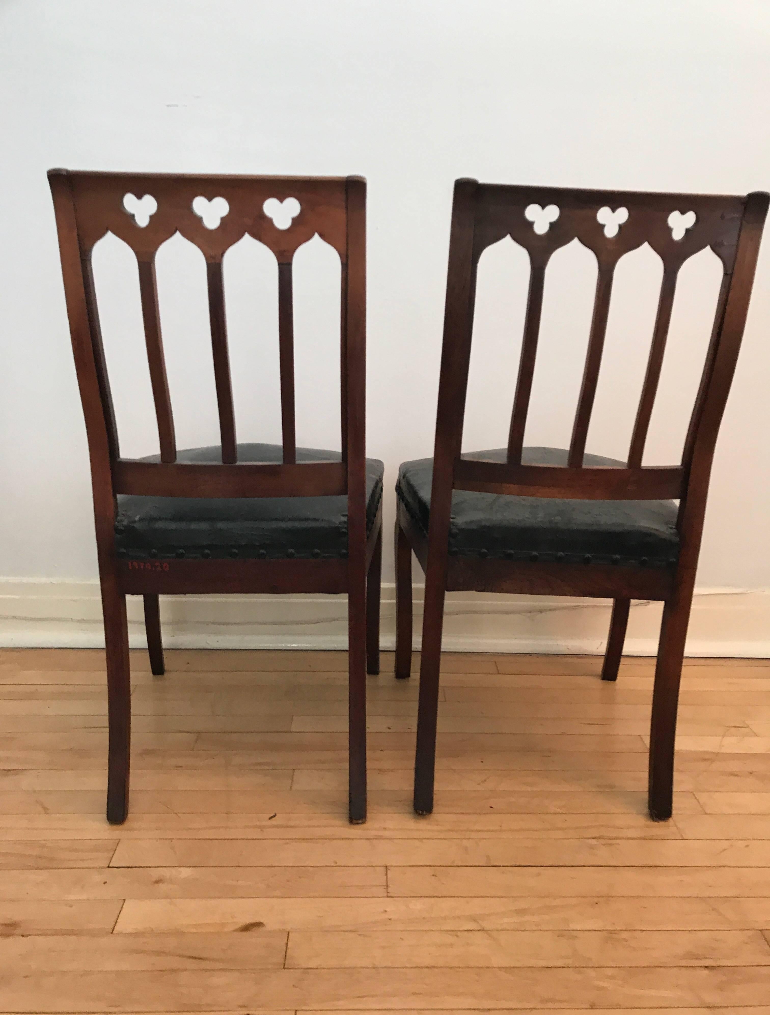 Pair of Walnut Gothic Revival Hall Chairs For Sale 4