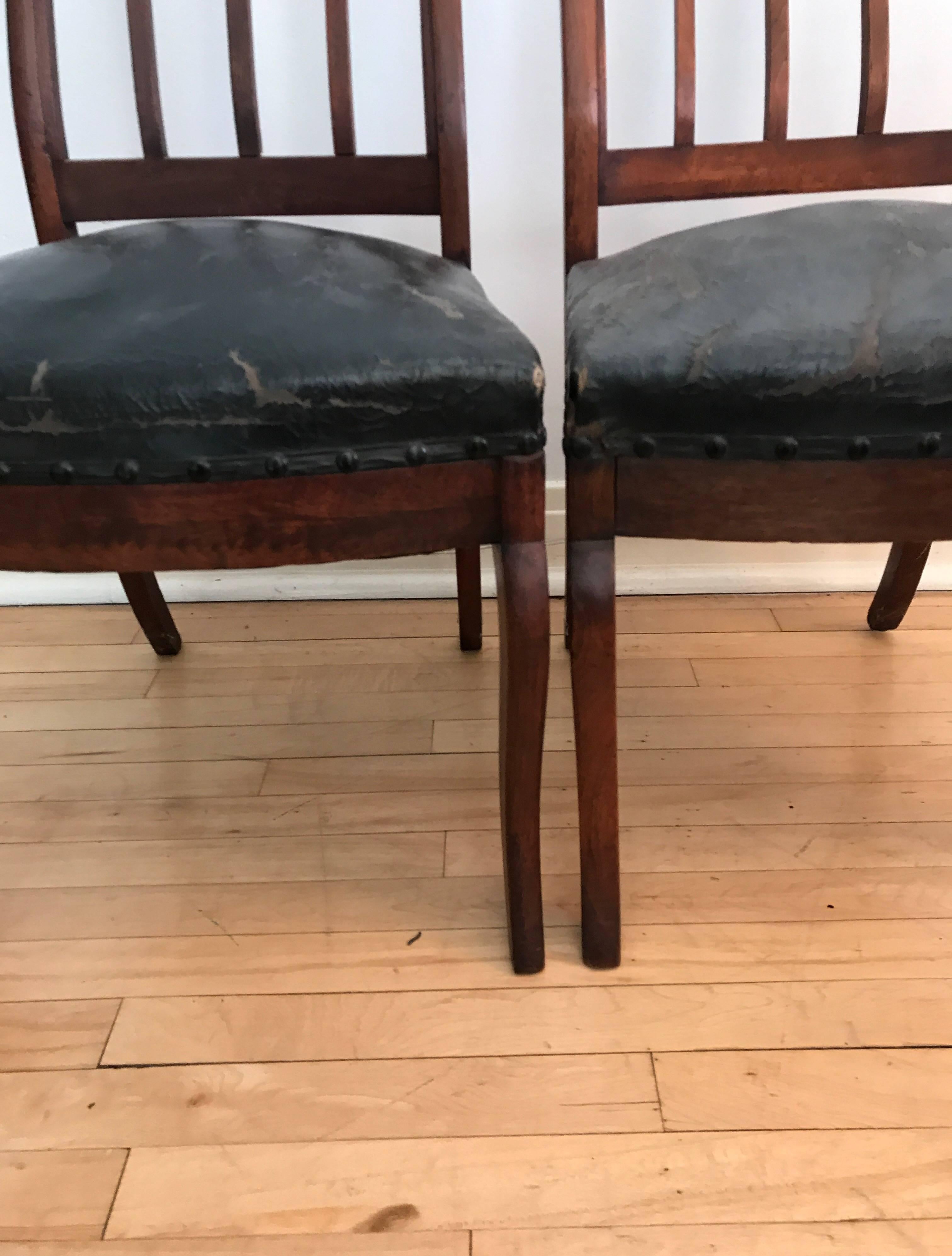 American Pair of Walnut Gothic Revival Hall Chairs For Sale