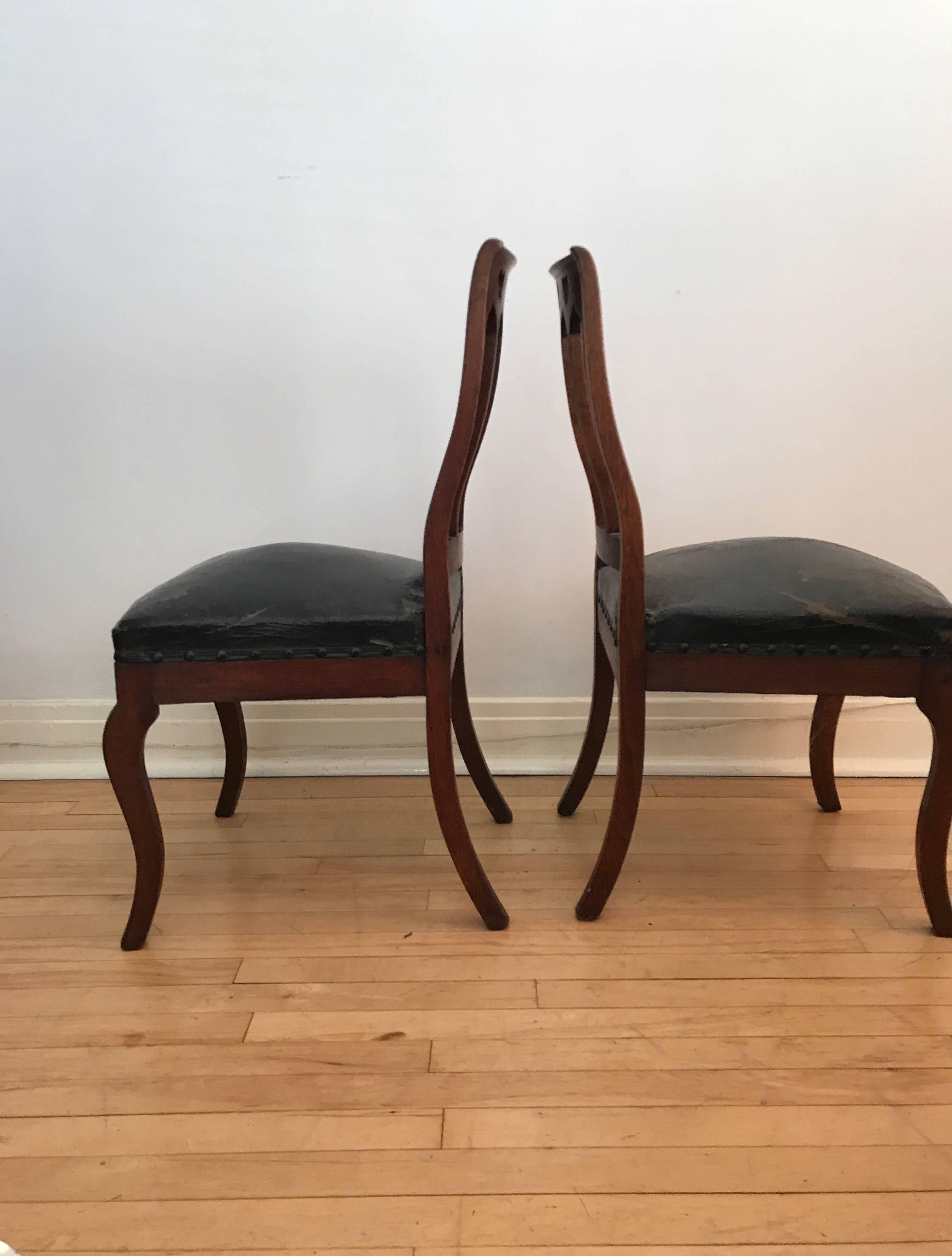 Pair of Walnut Gothic Revival Hall Chairs For Sale 3