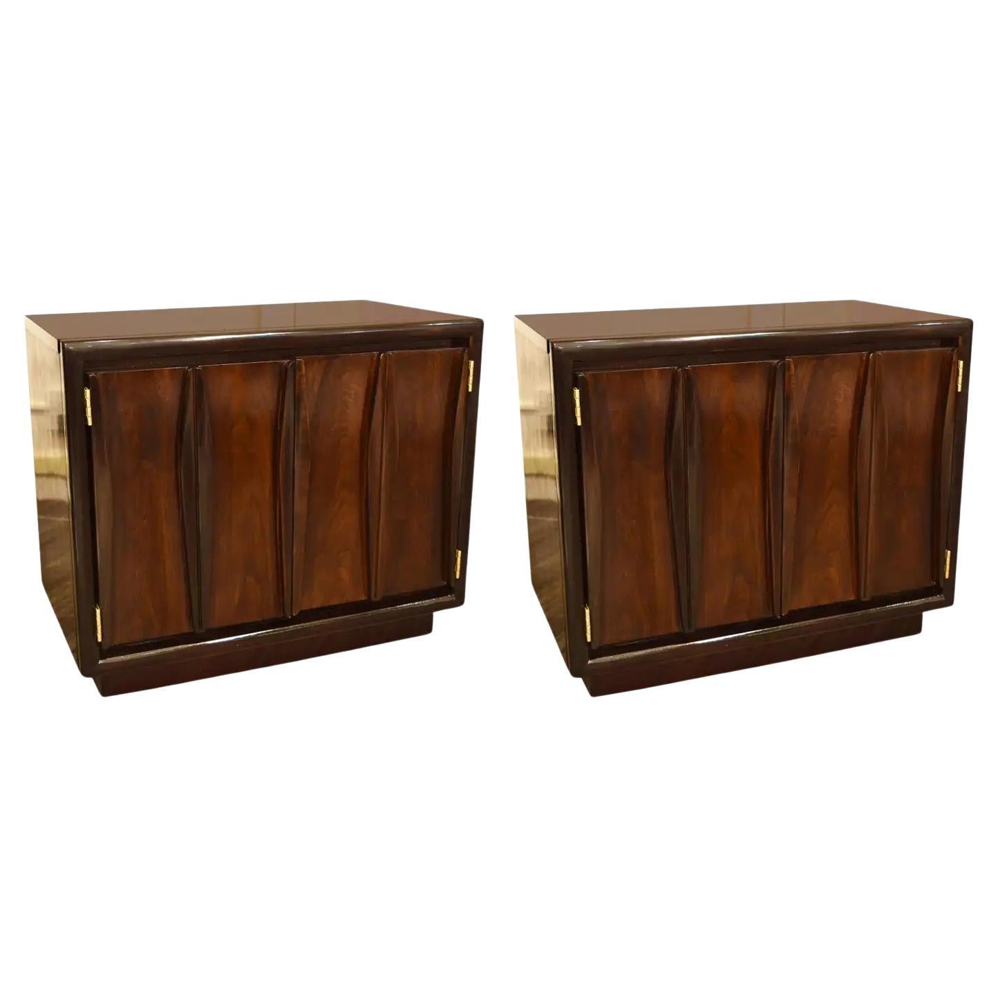 Pair of Walnut Harvey Probber Style End Tables For Sale