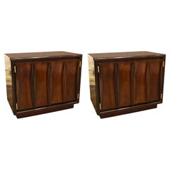 Vintage Pair of Walnut Harvey Probber Style End Tables