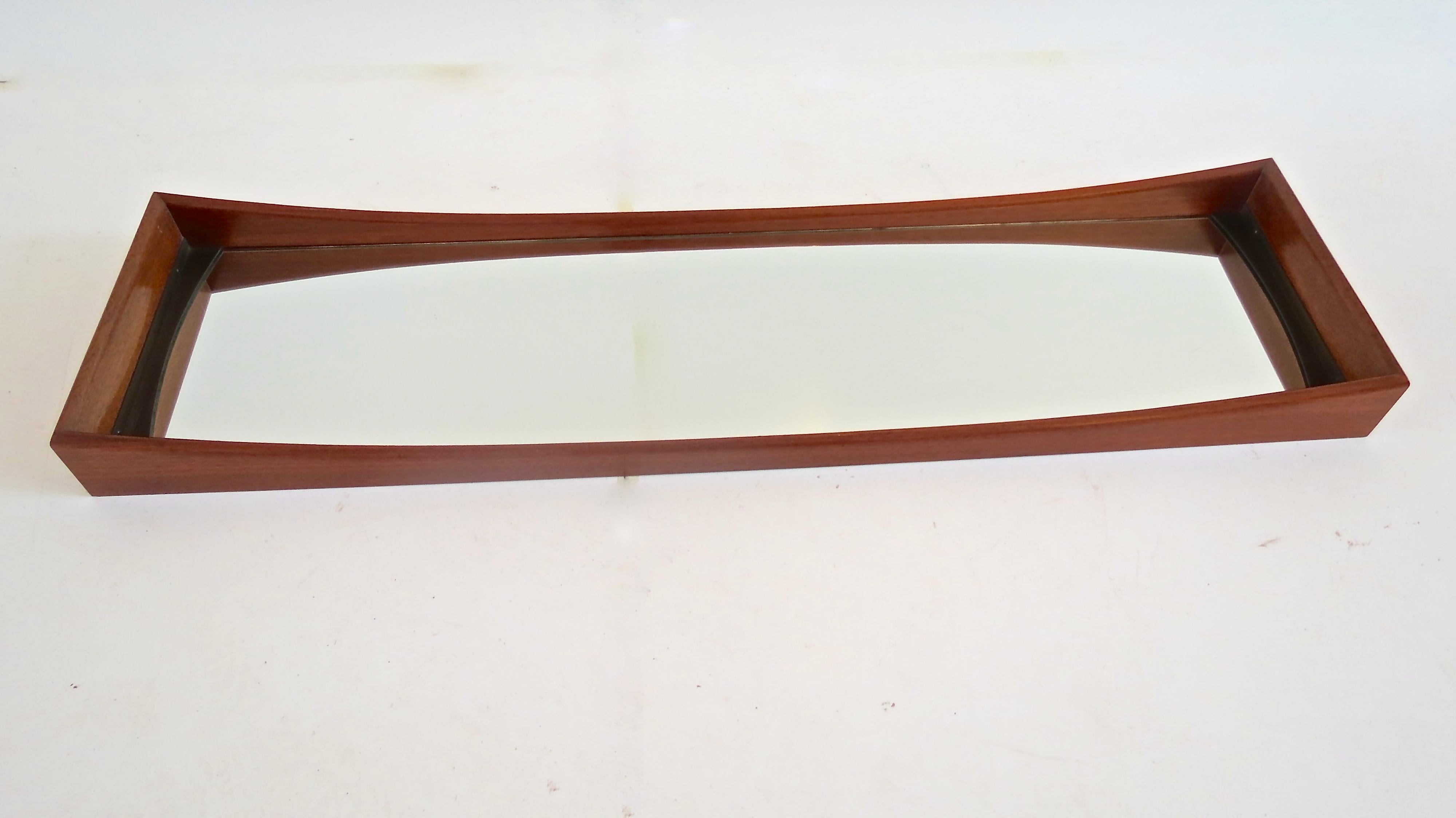 Brass Pair of Walnut in the style of Ico Parisi Curved Wall Mirrors, 1950 For Sale