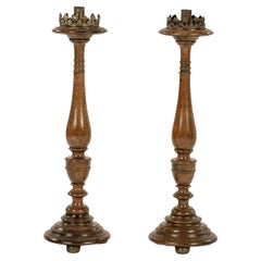 Pair of Walnut Italian Candlesticks