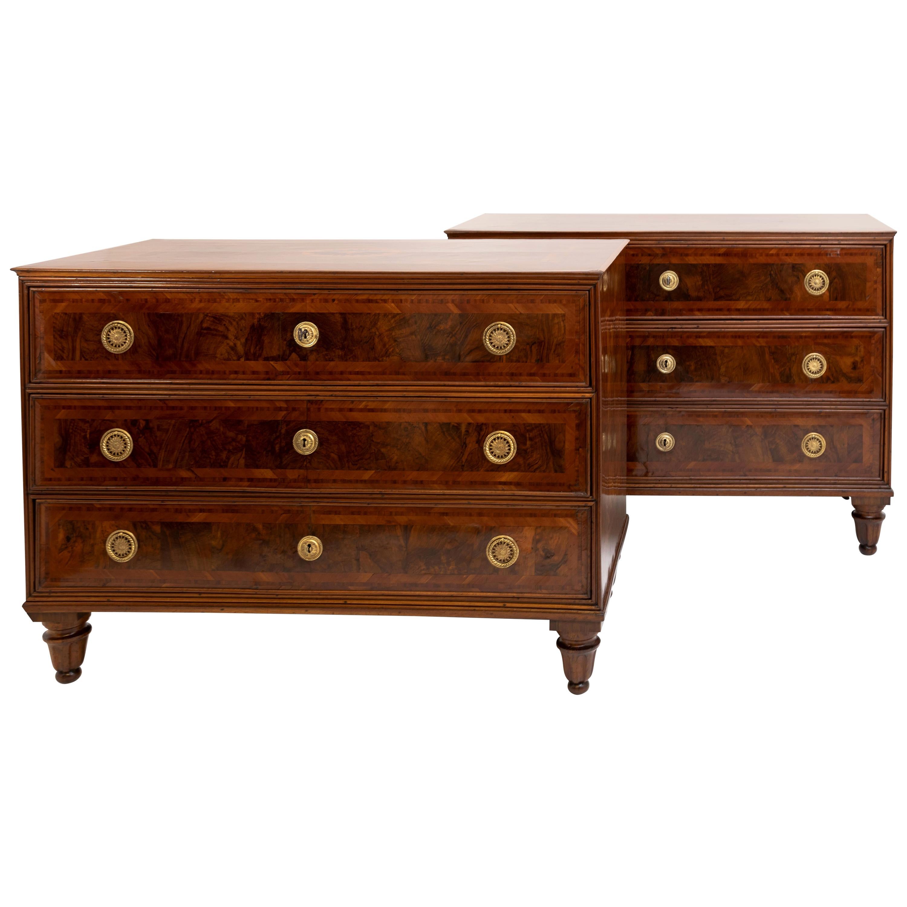 Pair of Walnut Louis Seize Chests of Drawers, Late 18th Century