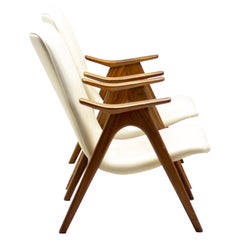 Pair of Walnut Lounge Chairs by Louis Van Teeffelen