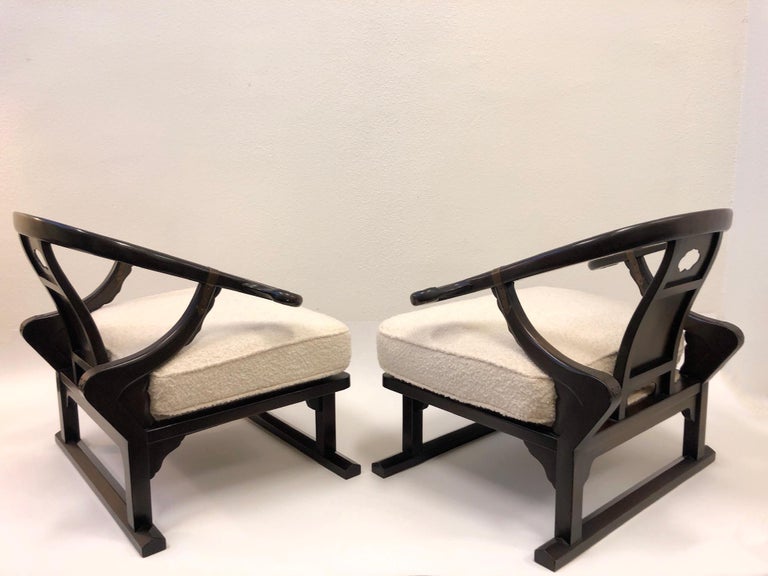 Pair of Walnut Lounge Chairs by Michael Taylor for Baker In Excellent Condition For Sale In Palm Springs, CA