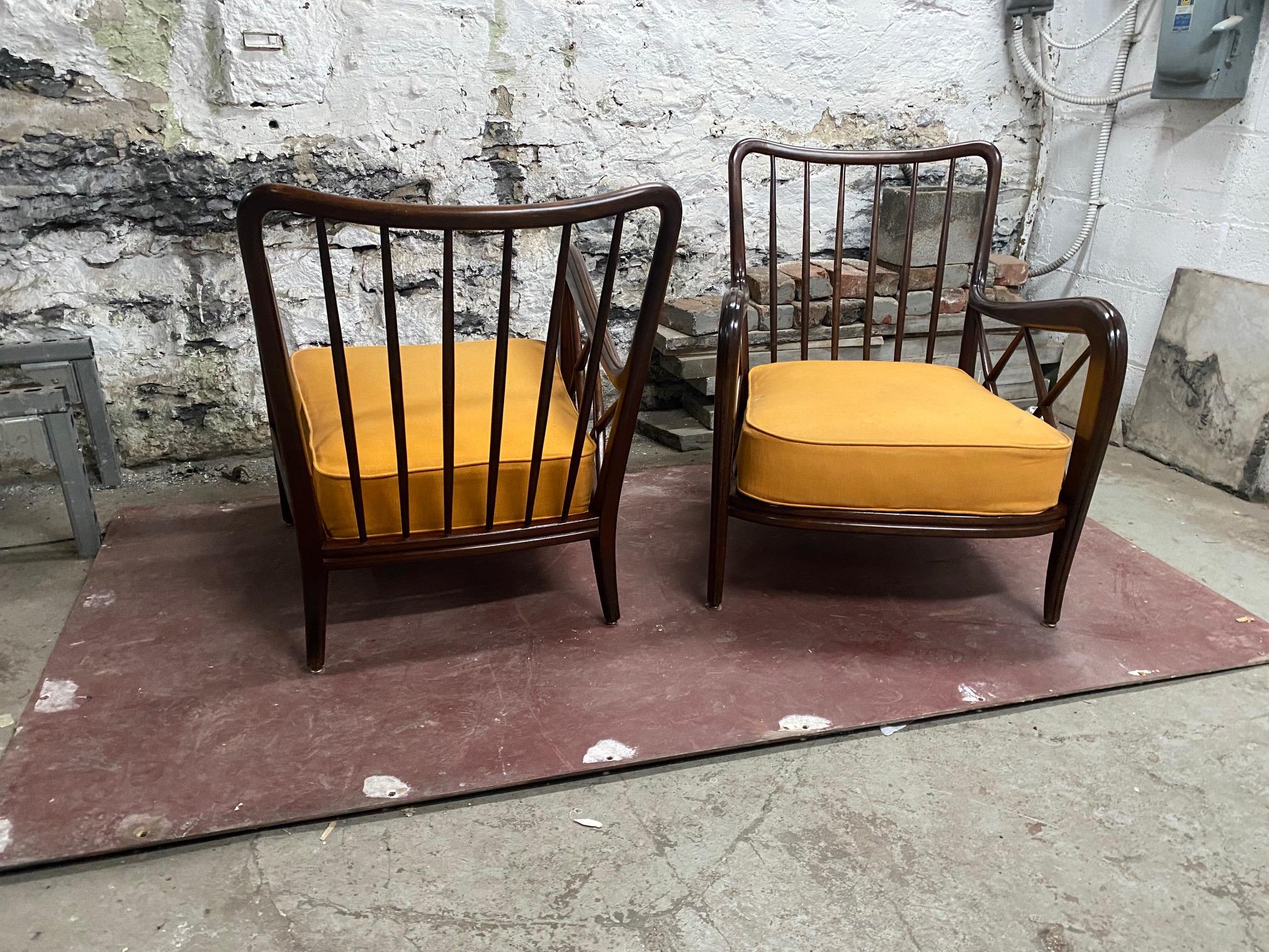 Pair of Walnut Lounge Chairs by Paolo Buffa 4