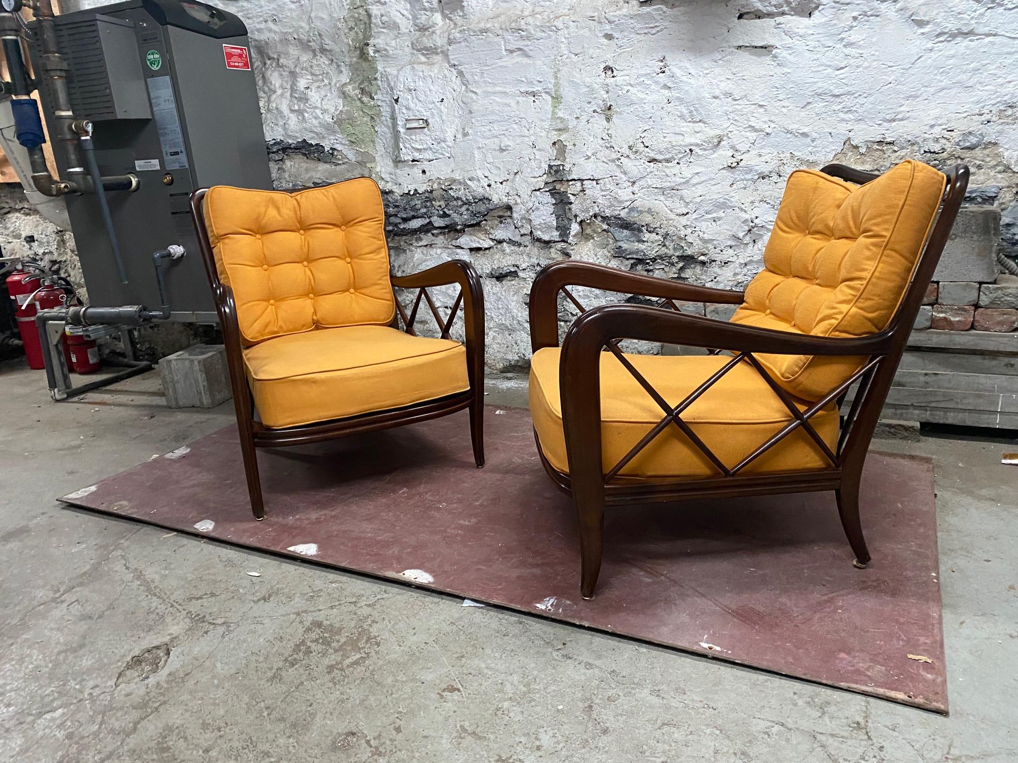 Pair of Walnut Lounge Chairs by Paolo Buffa 6