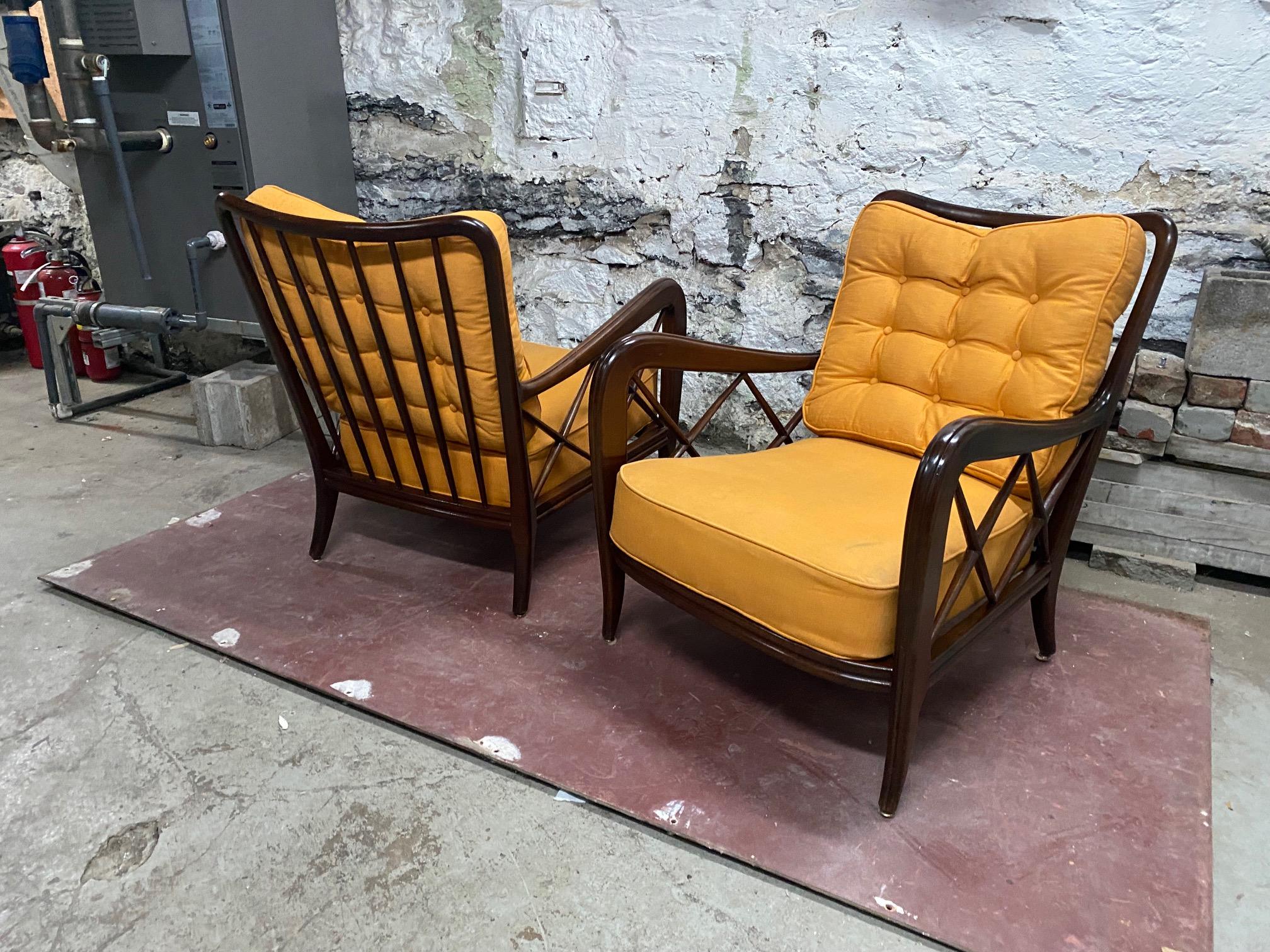 Pair of Walnut Lounge Chairs by Paolo Buffa 3
