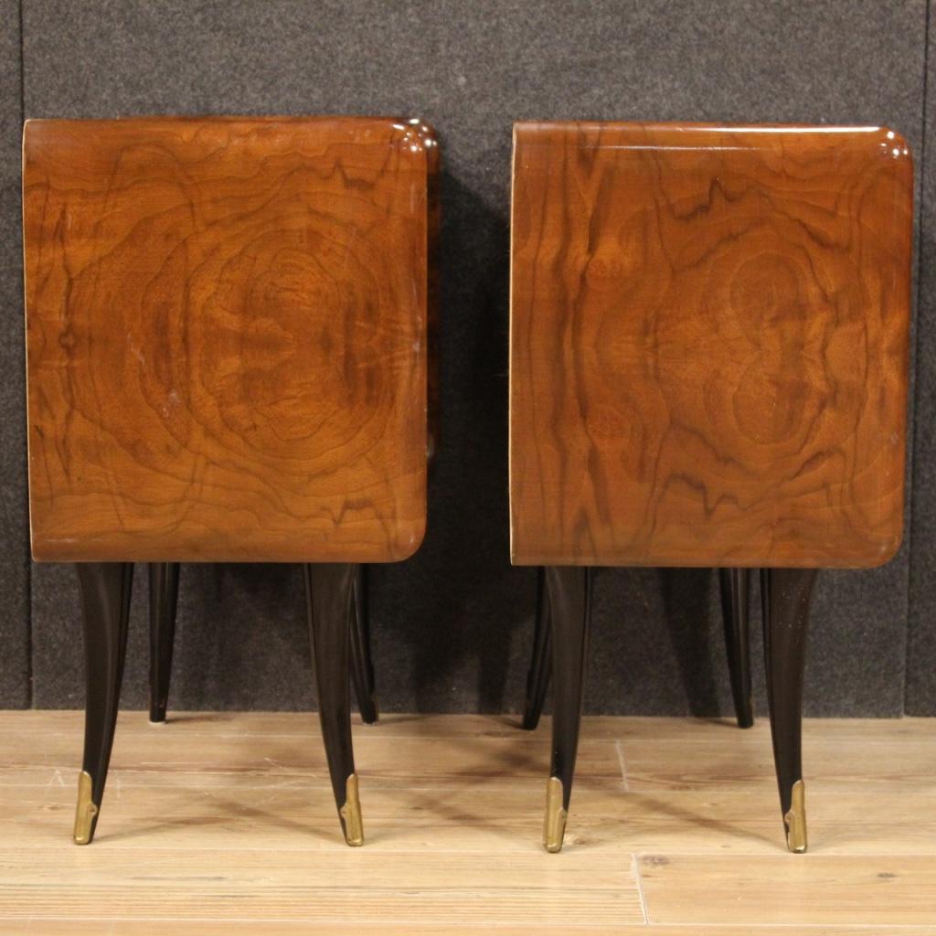 Pair of Walnut, Mahogany and Ebonized Wood Design Italian Nightstands, 1970 5