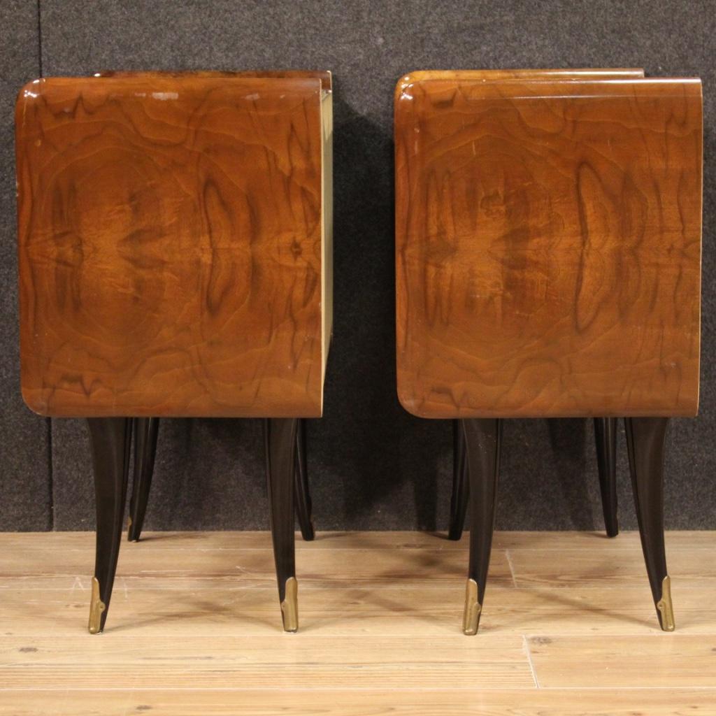 Pair of Walnut, Mahogany and Ebonized Wood Design Italian Nightstands, 1970 6
