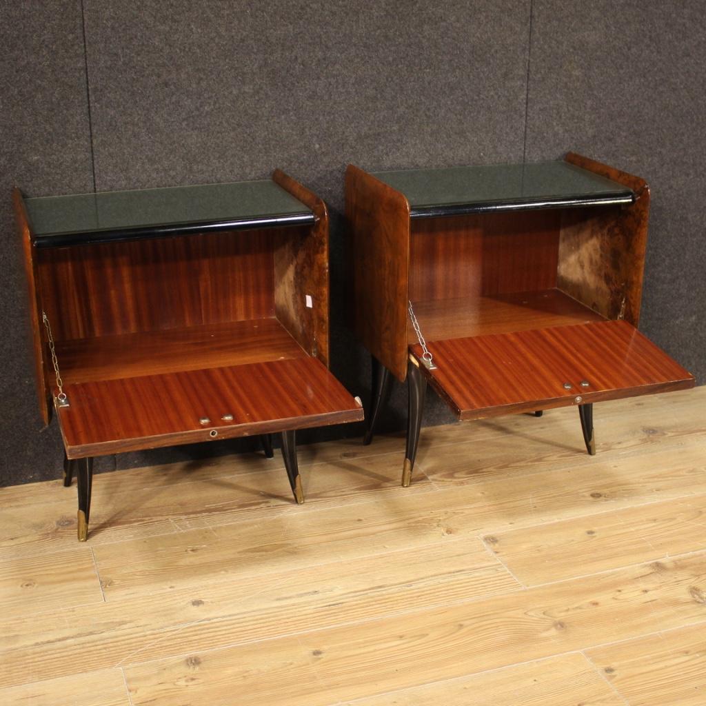 Pair of Walnut, Mahogany and Ebonized Wood Design Italian Nightstands, 1970 3
