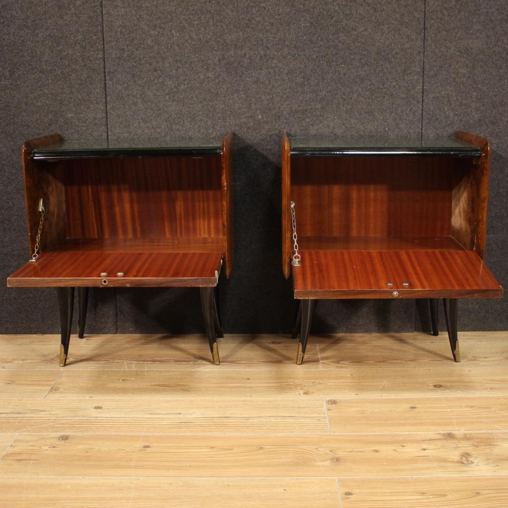 Pair of Walnut, Mahogany and Ebonized Wood Design Italian Nightstands, 1970 4