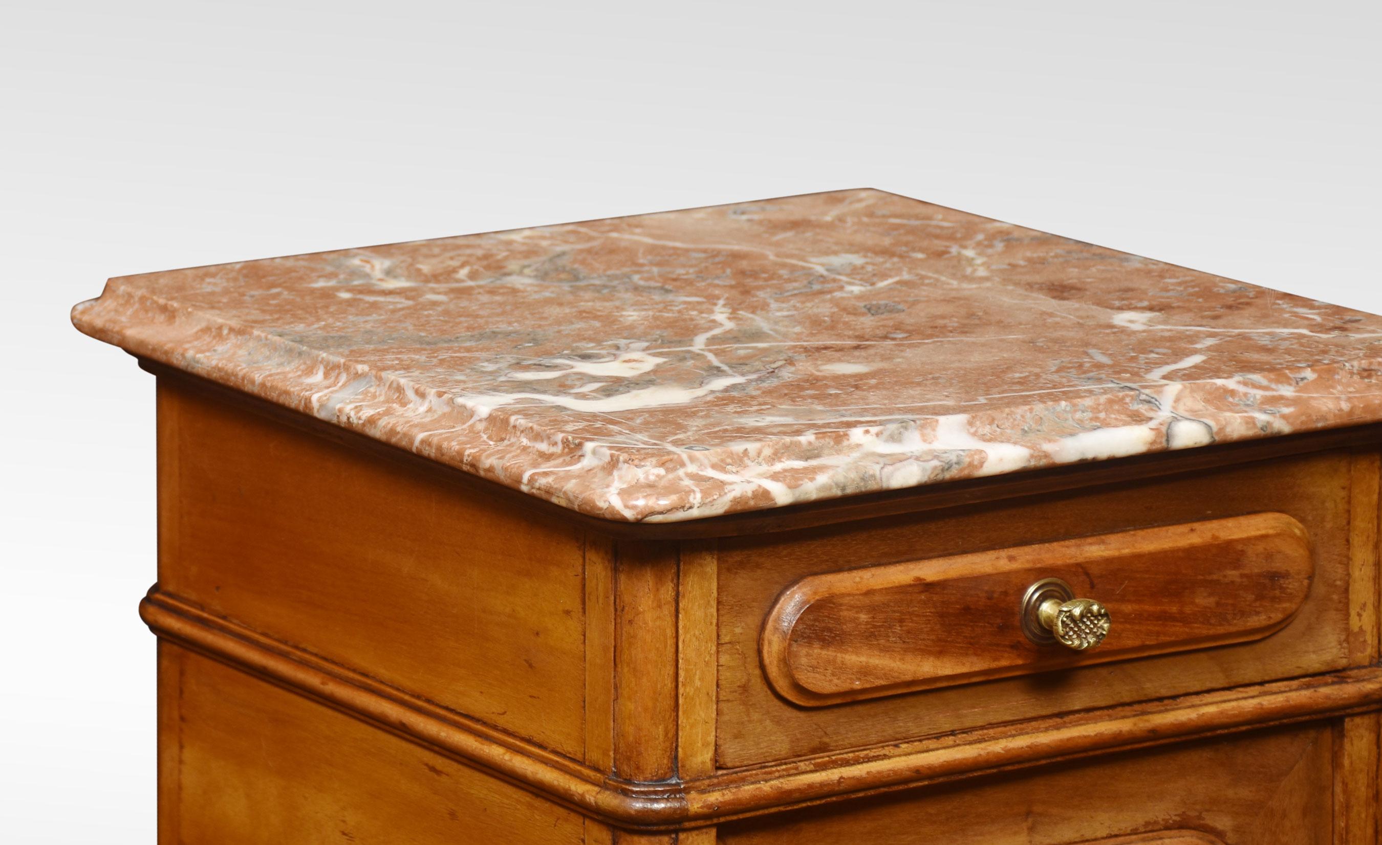 Pair of Walnut Marble Top Bedside Cabinets 1