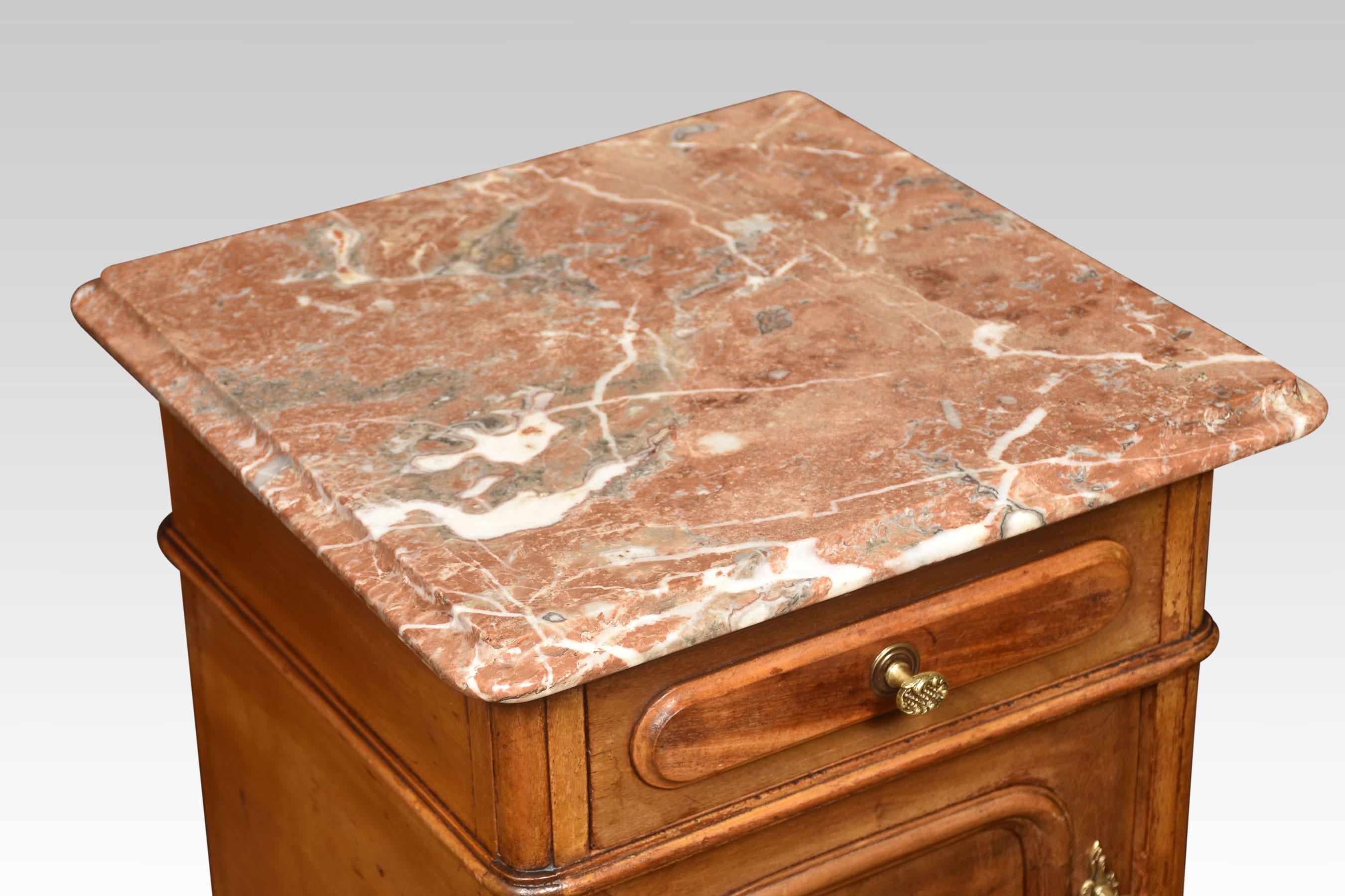 Pair of Walnut Marble Top Bedside Cabinets 2