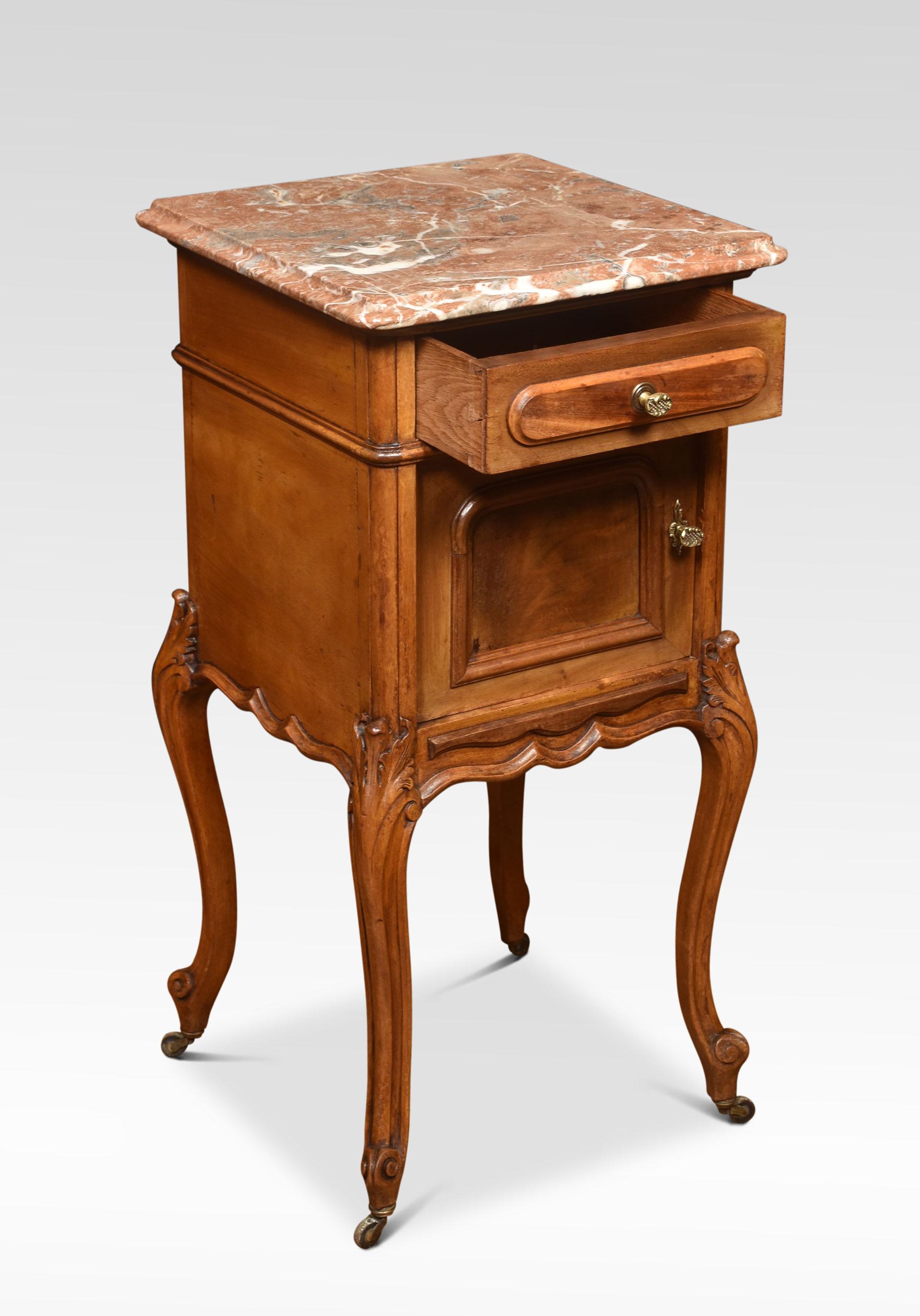 Pair of Walnut Marble Top Bedside Cabinets 3