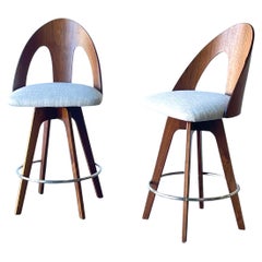 Pair of Walnut Mid-Century Modern Barstools by Chet Beardsley