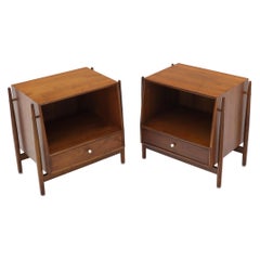 Pair of Walnut Mid-Century Modern End Tables Night Stands by Drexel