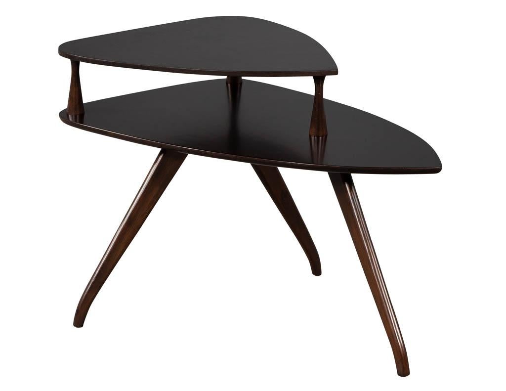 American Pair of Walnut Mid-Century Modern Torpedo End Tables For Sale