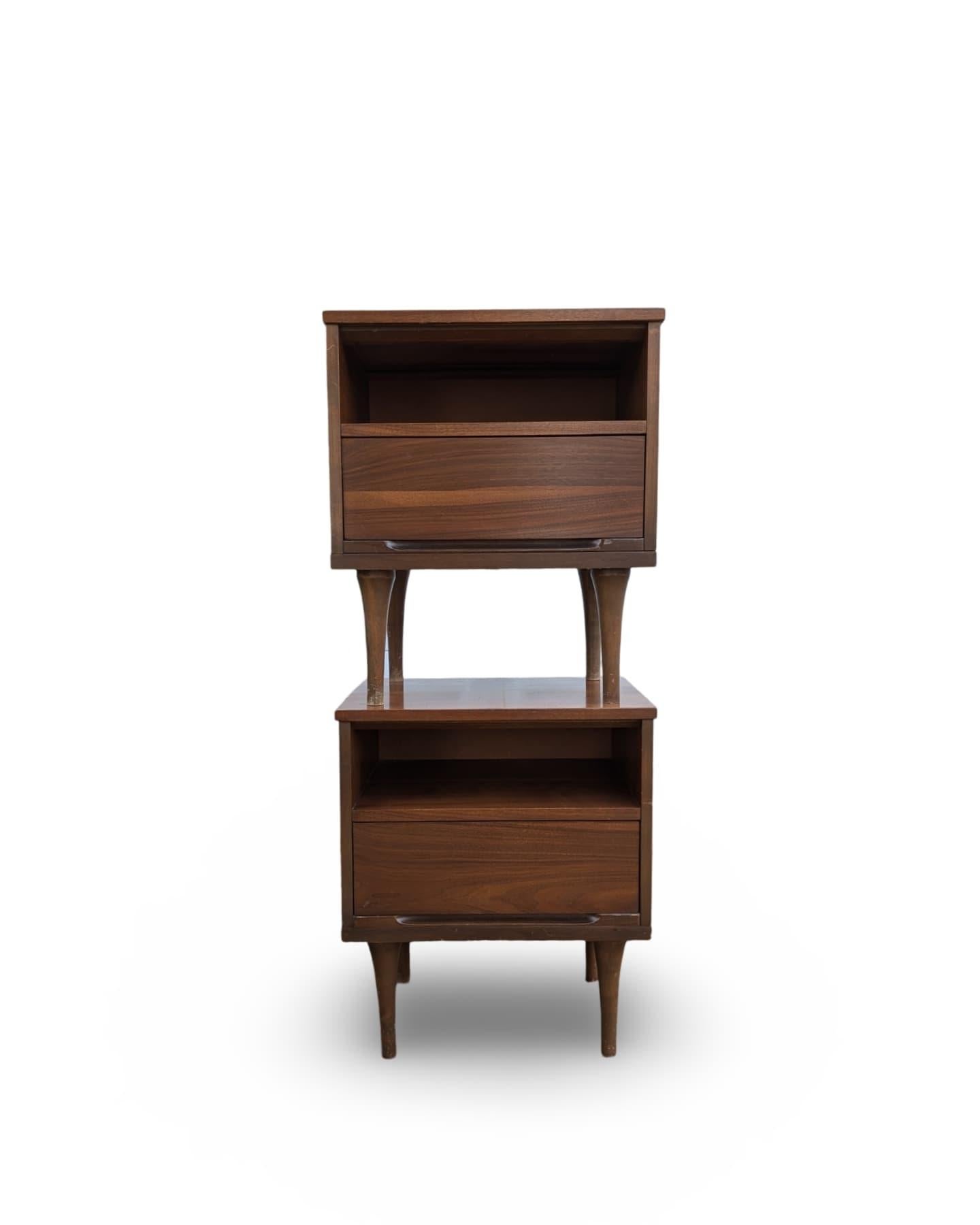 Mid-20th Century Pair of Walnut Mid Century Modern Nightstand by Coleman of Virgina