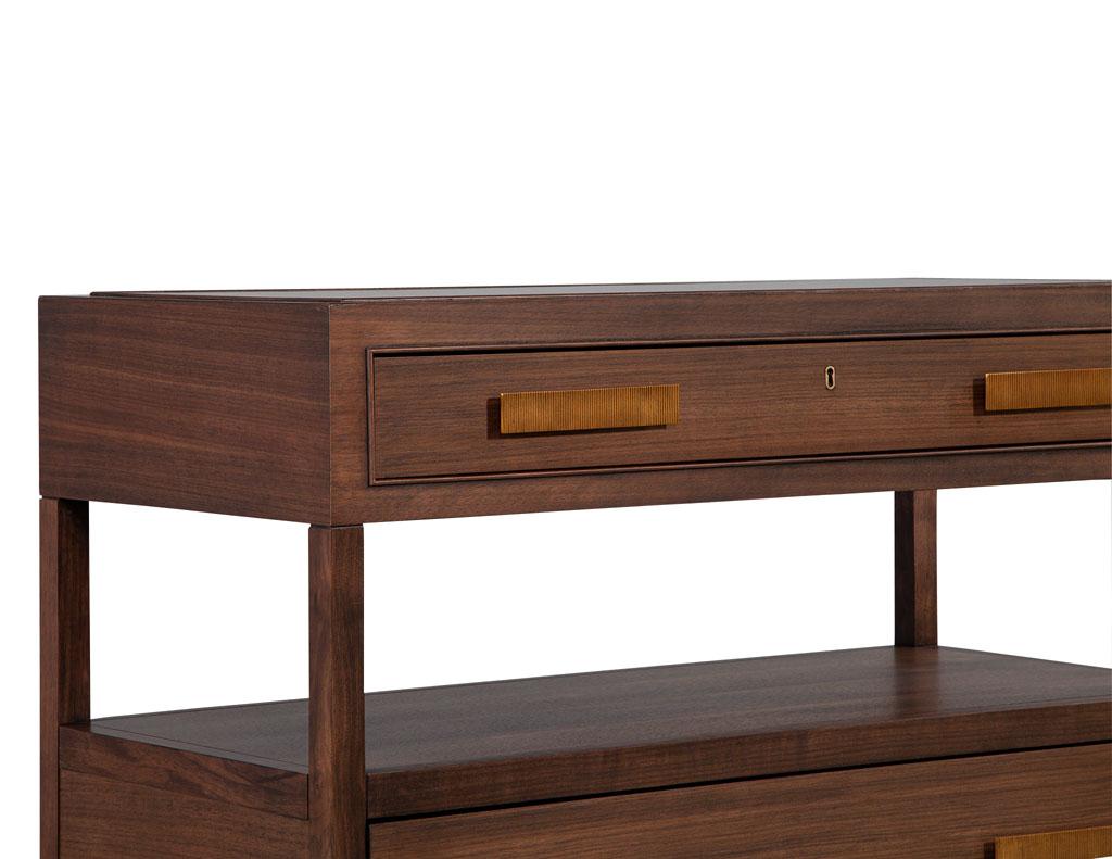 Pair of Walnut Nightstand Chests with Black Lacquered Tops 4
