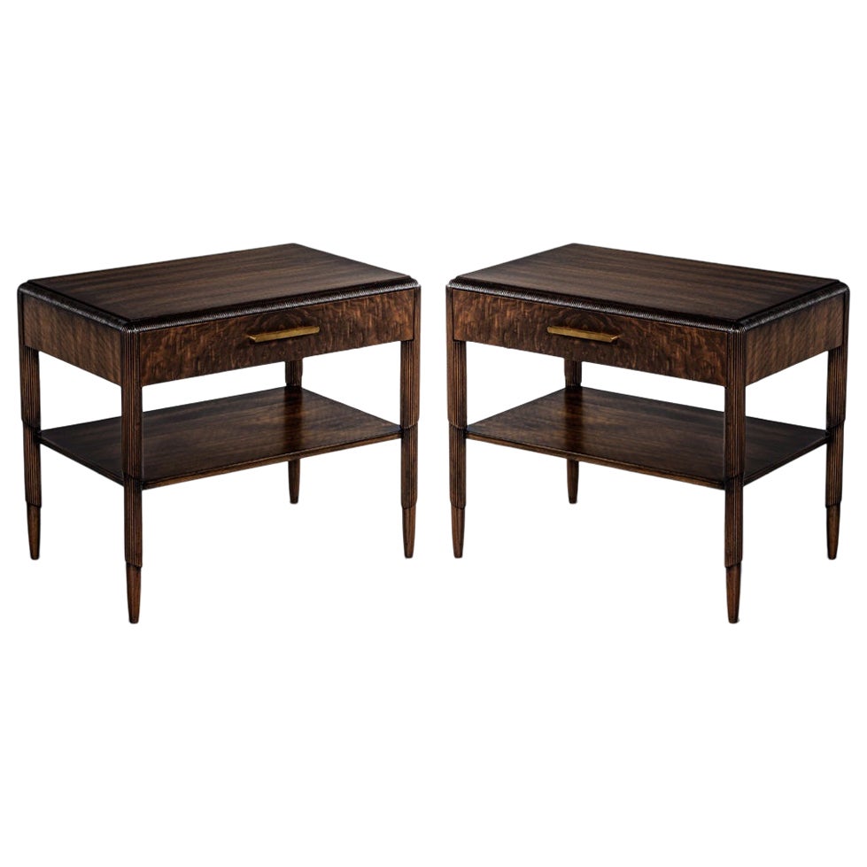 Pair of Walnut Nightstand End Tables