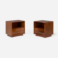 Pair of Walnut Nightstands by Paul T Frankl for Johnson Furniture Co.