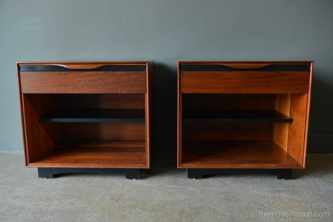 Ebonized Pair of Walnut Nightstands or End Tables by John Kapel for Glenn of California