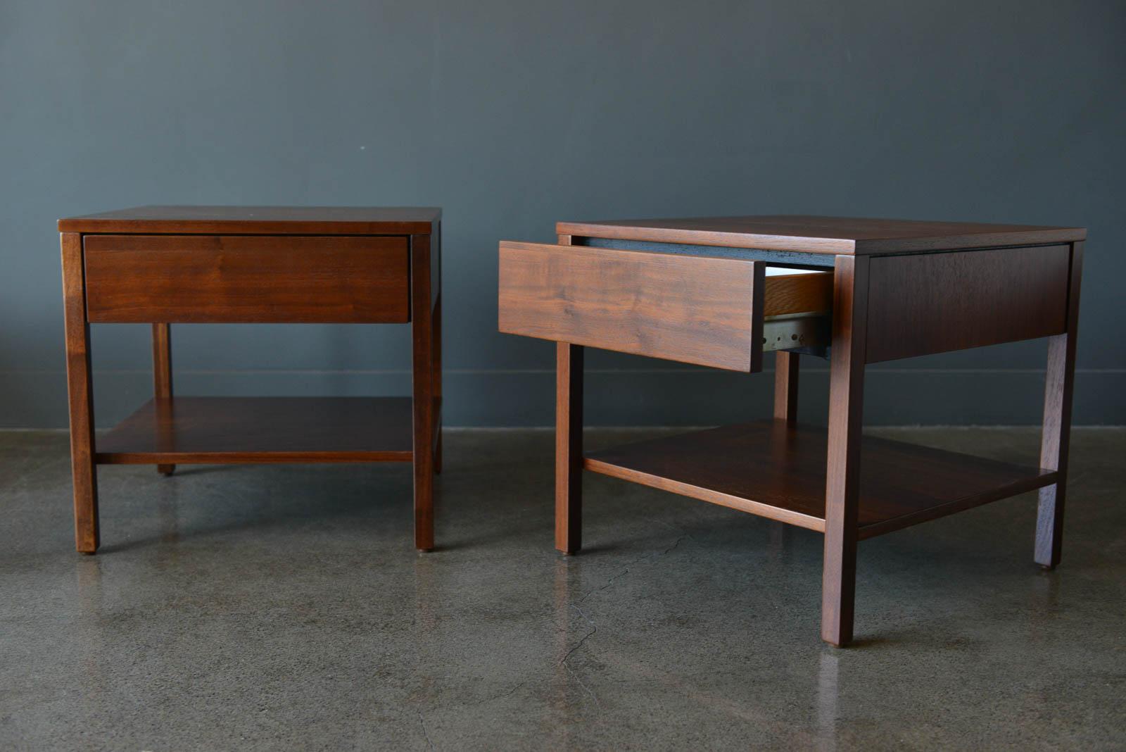 Mid-Century Modern Pair of Walnut Nightstands or Side Tables by Florence Knoll, ca. 1951