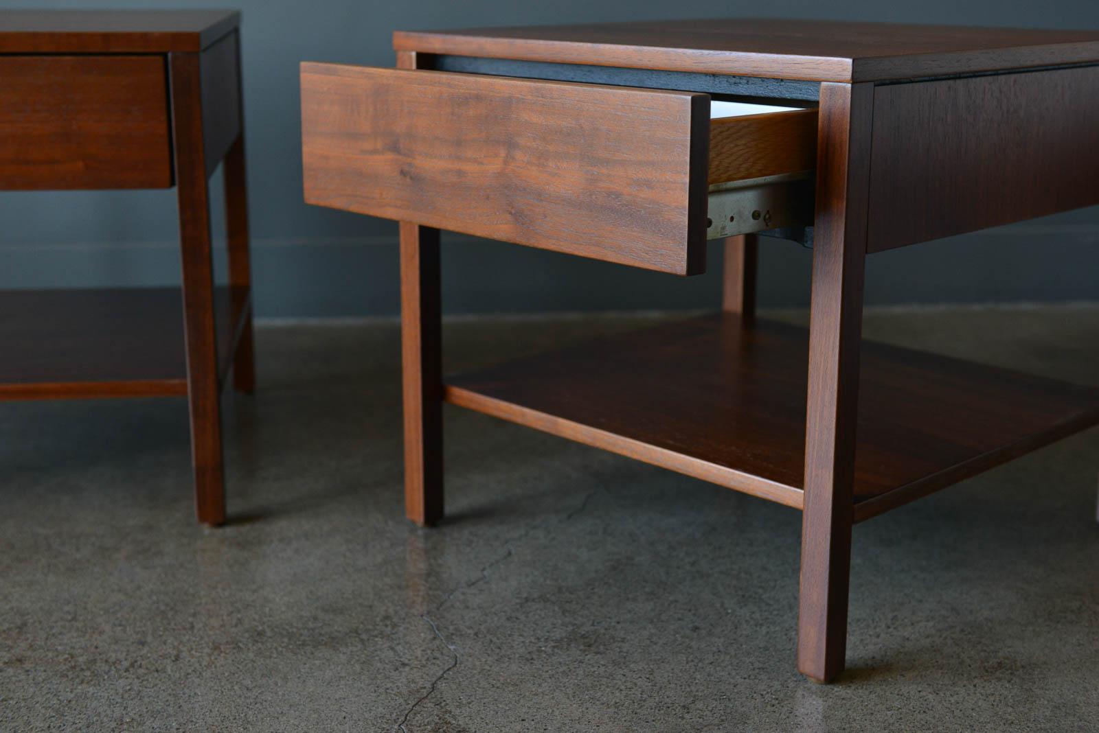 American Pair of Walnut Nightstands or Side Tables by Florence Knoll, ca. 1951