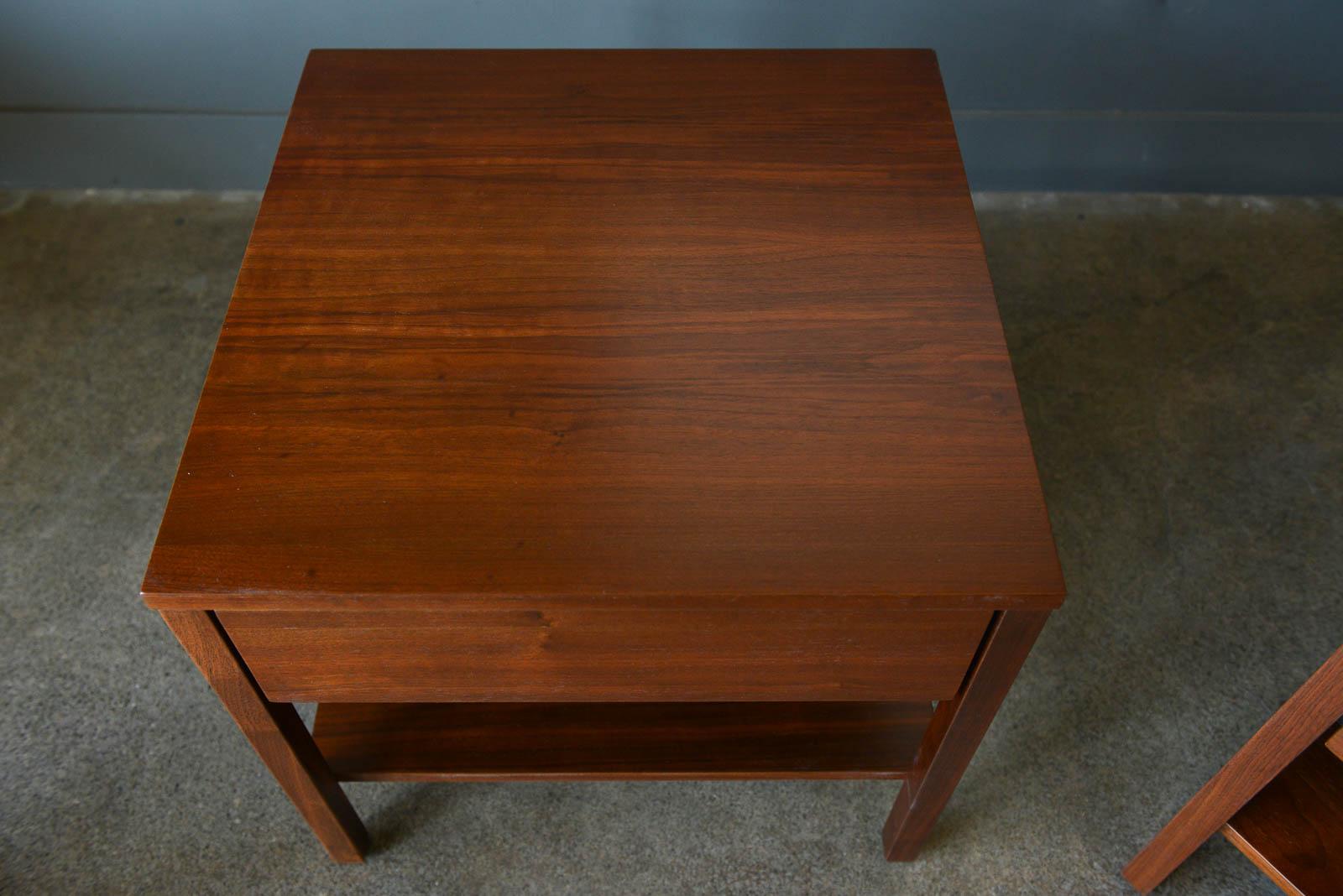 Mid-20th Century Pair of Walnut Nightstands or Side Tables by Florence Knoll, ca. 1951