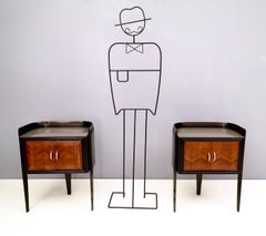 Pair of Walnut Nightstands with Engraved Glass Top by Paolo Buffa, Italy 1950s