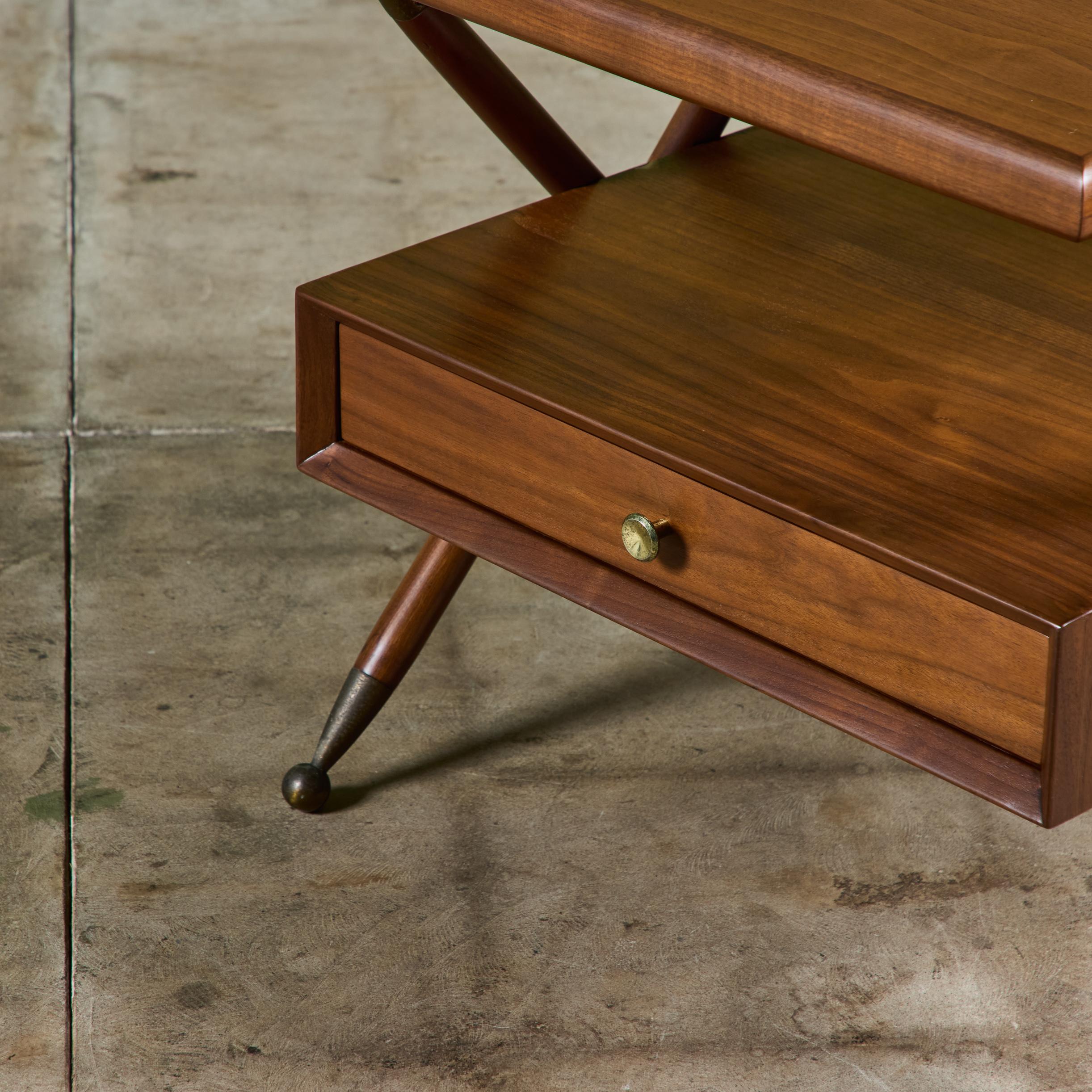 Pair of Walnut Nightstands with X Bases 8