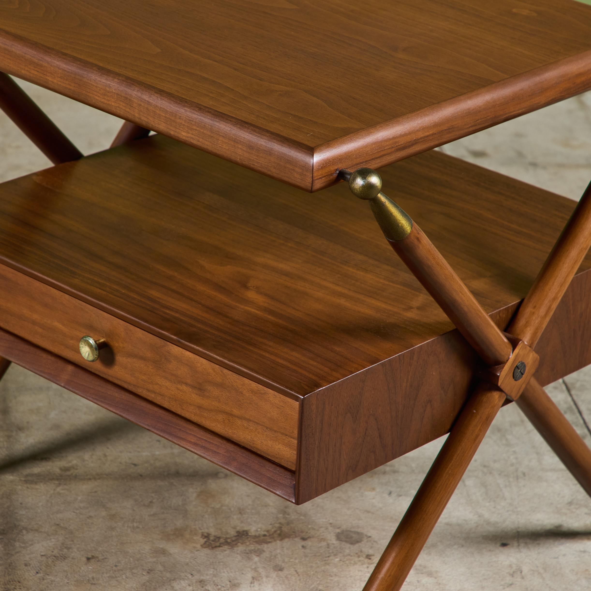 Pair of Walnut Nightstands with X Bases 9