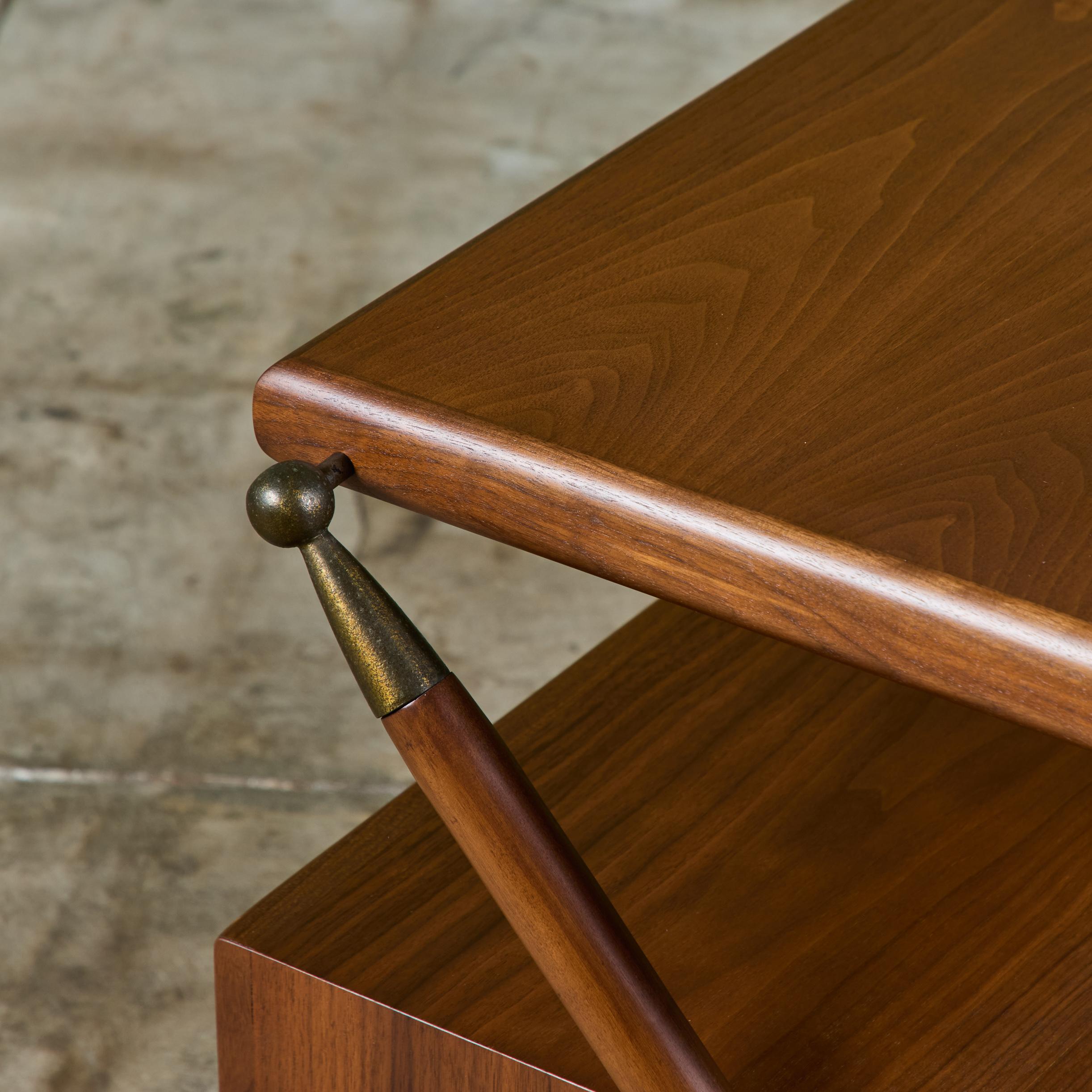Pair of Walnut Nightstands with X Bases 11
