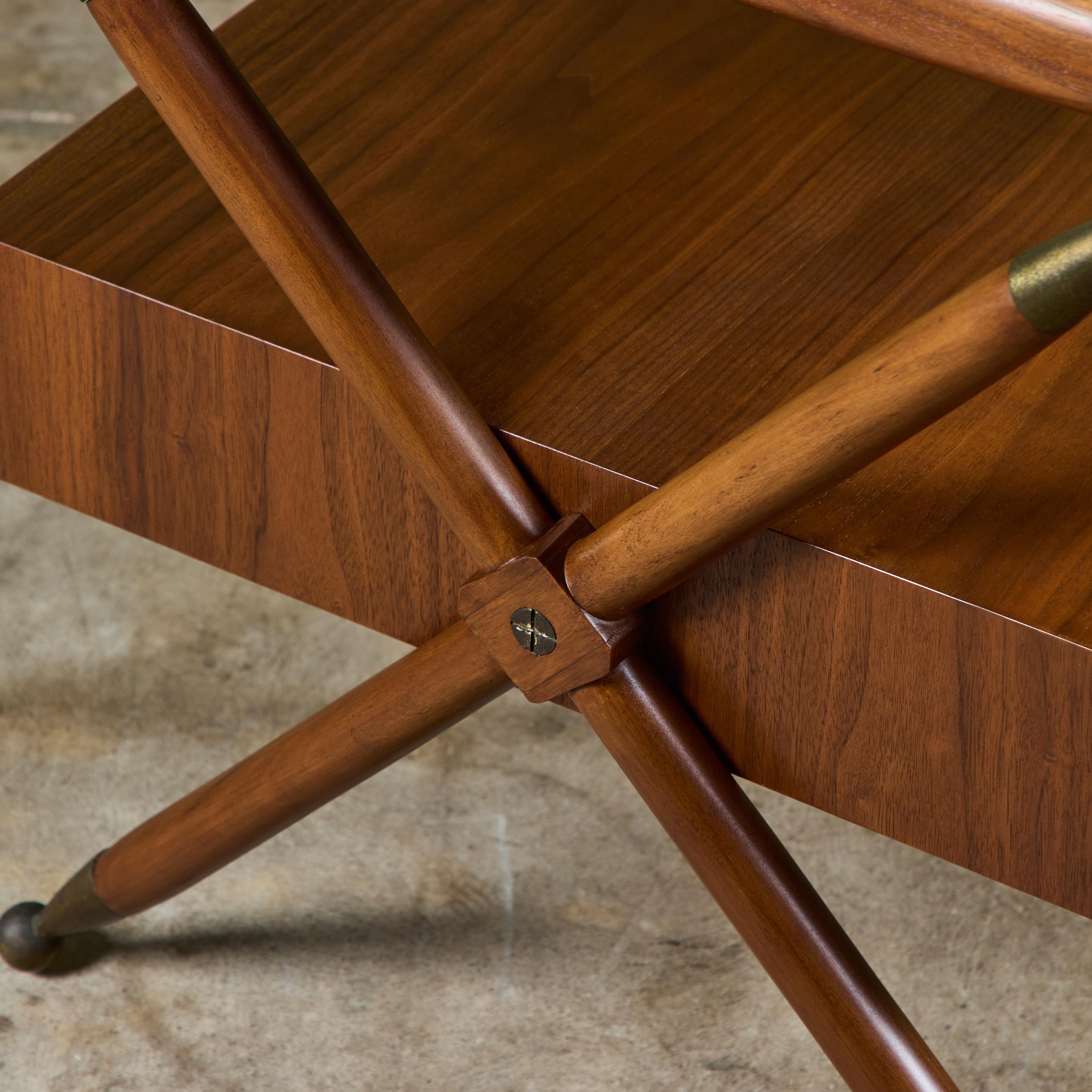 Pair of Walnut Nightstands with X Bases 13