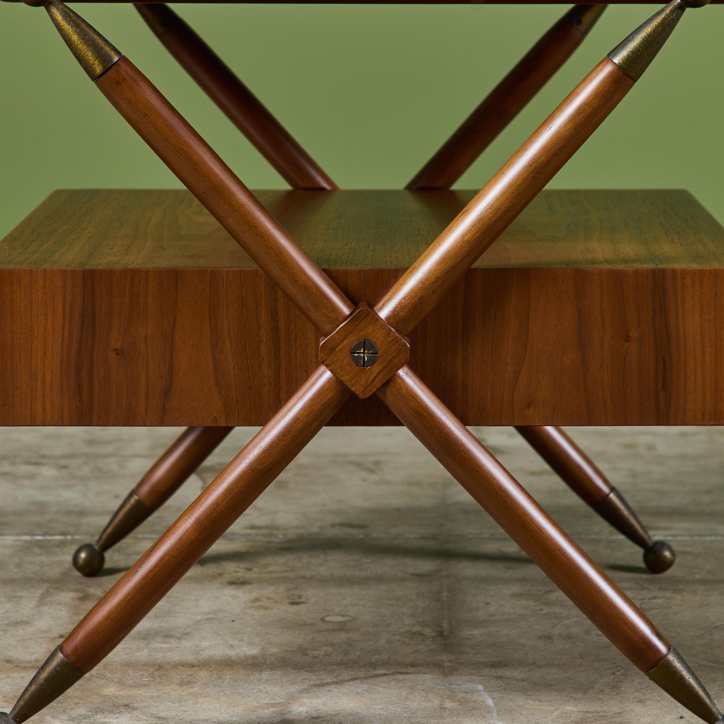 Pair of Walnut Nightstands with X Bases 14