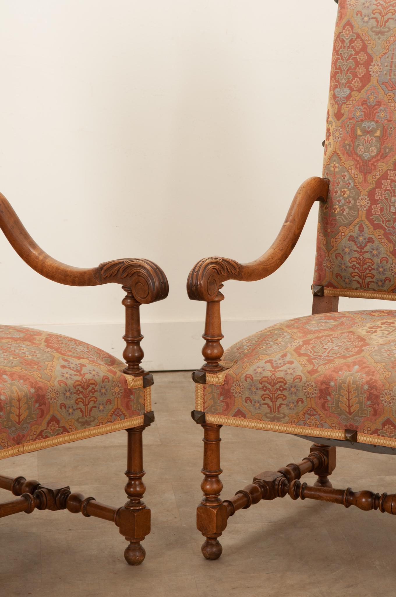 Pair of Walnut Os De Mouton Armchairs For Sale 2