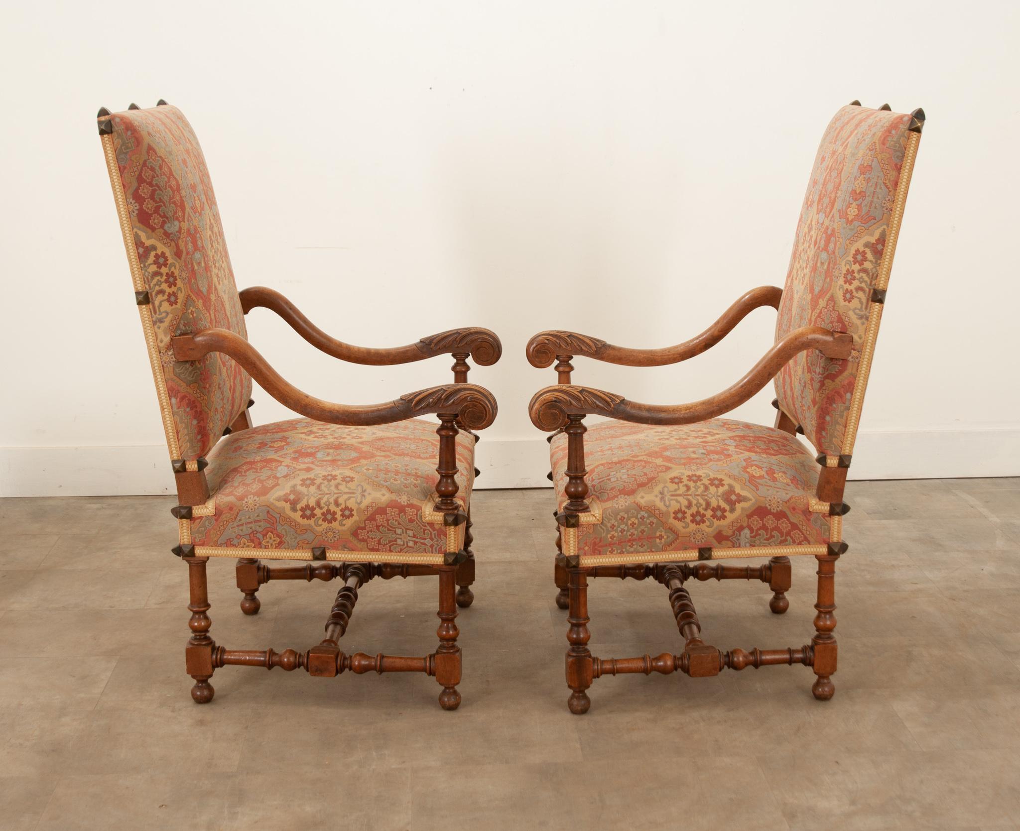 Pair of Walnut Os De Mouton Armchairs For Sale 4