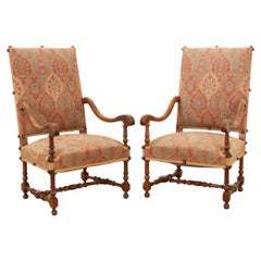 Pair of Walnut Os De Mouton Armchairs