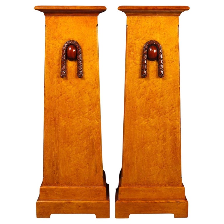 Pair of Walnut Plinths Pedestal Table Stands Deco For Sale at 1stDibs