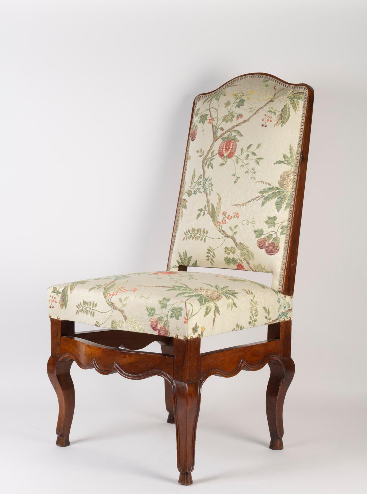 Tapestry Pair of Walnut Provençal Chairs, 18th Century Period